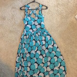Michael Kors Blue and White Floral Maxi Dress